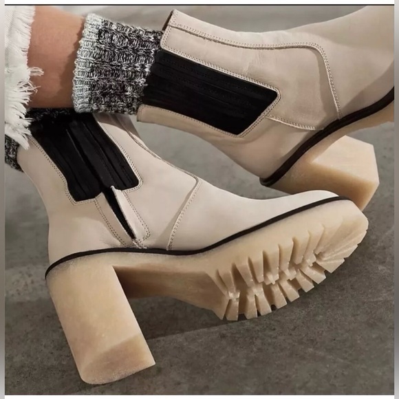 New Free People James Chelsea Bone Leather Boots Cushioned Size 39 - Picture 9 of 9